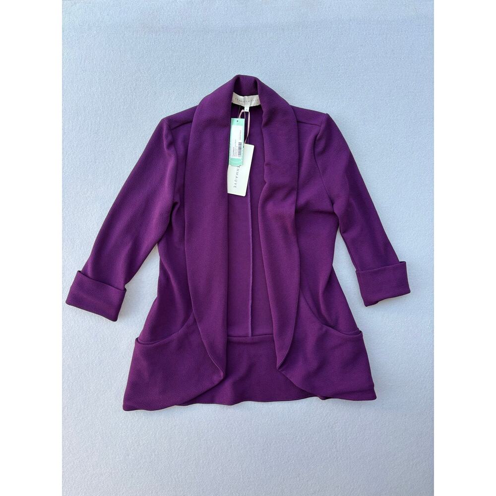 NWT French Mauve Melanie Woman's S Knit Tunic Blazer Jacket Purple Front Pockets